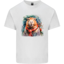 Winter Capybara Christmas Xmas Mens Cotton T-Shirt Tee Top White