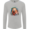 Winter Capybara Christmas Xmas Mens Long Sleeve T-Shirt Sports Grey