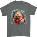 Winter Capybara Christmas Xmas Mens T-Shirt 100% Cotton Charcoal
