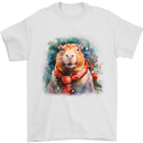 Winter Capybara Christmas Xmas Mens T-Shirt 100% Cotton White