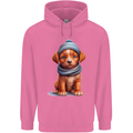 Winter Puppy With Hat and Scarf Dog Mens 80% Cotton Hoodie Azelea