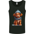 Winter Puppy With Hat and Scarf Dog Mens Vest Tank Top Black