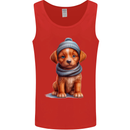 Winter Puppy With Hat and Scarf Dog Mens Vest Tank Top Red