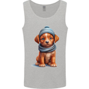 Winter Puppy With Hat and Scarf Dog Mens Vest Tank Top Sports Grey