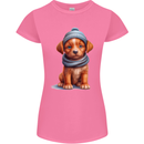 Winter Puppy With Hat and Scarf Dog Womens Petite Cut T-Shirt Azalea