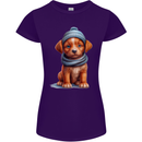 Winter Puppy With Hat and Scarf Dog Womens Petite Cut T-Shirt Purple