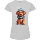 Winter Puppy With Hat and Scarf Dog Womens Petite Cut T-Shirt Sports Grey