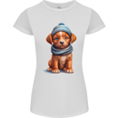 Winter Puppy With Hat and Scarf Dog Womens Petite Cut T-Shirt White