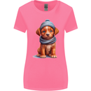 Winter Puppy With Hat and Scarf Dog Womens Wider Cut T-Shirt Azalea
