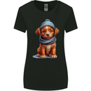 Winter Puppy With Hat and Scarf Dog Womens Wider Cut T-Shirt Black