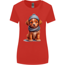 Winter Puppy With Hat and Scarf Dog Womens Wider Cut T-Shirt Red
