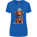 Winter Puppy With Hat and Scarf Dog Womens Wider Cut T-Shirt Royal Blue