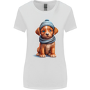 Winter Puppy With Hat and Scarf Dog Womens Wider Cut T-Shirt White