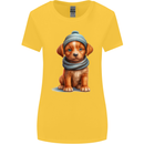 Winter Puppy With Hat and Scarf Dog Womens Wider Cut T-Shirt Yellow