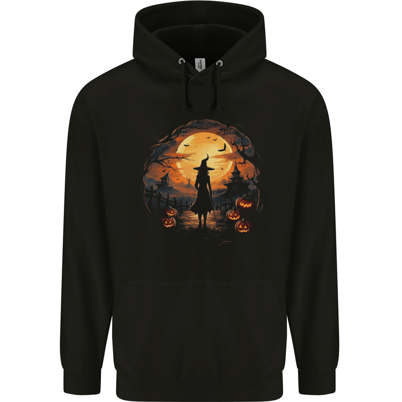 Witch Halloween Sunset Mens 80% Cotton Hoodie Black