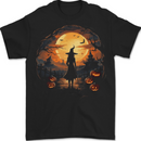 Witch Halloween Sunset Mens T-Shirt 100% Cotton BLACK