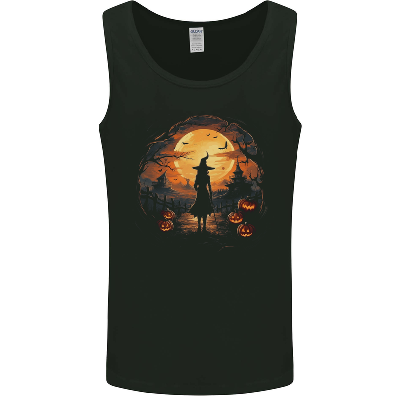 Witch Halloween Sunset Mens Vest Tank Top Black