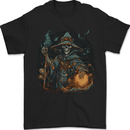Witch Skull Sorcerer Skull Halloween Mens T-Shirt 100% Cotton Black