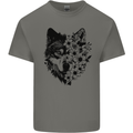 Wolf Flowers Mens Cotton T-Shirt Tee Top Charcoal