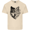 Wolf Flowers Mens Cotton T-Shirt Tee Top Natural