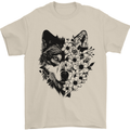 Wolf Flowers Mens T-Shirt 100% Cotton Sand