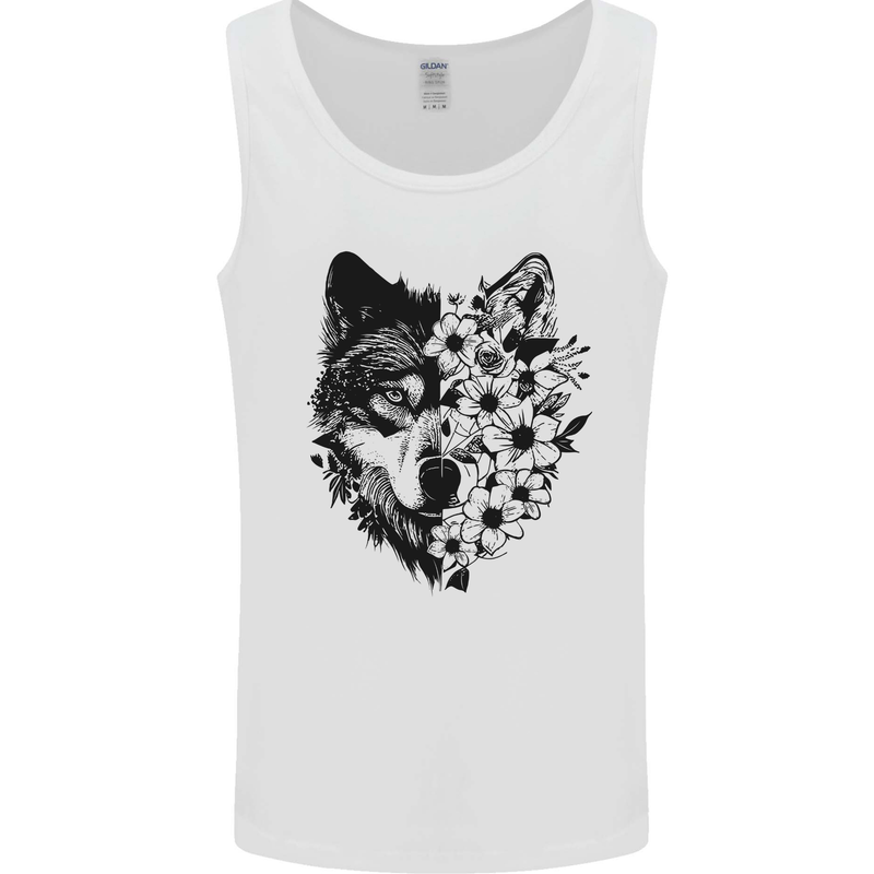 Wolf Flowers Mens Vest Tank Top White