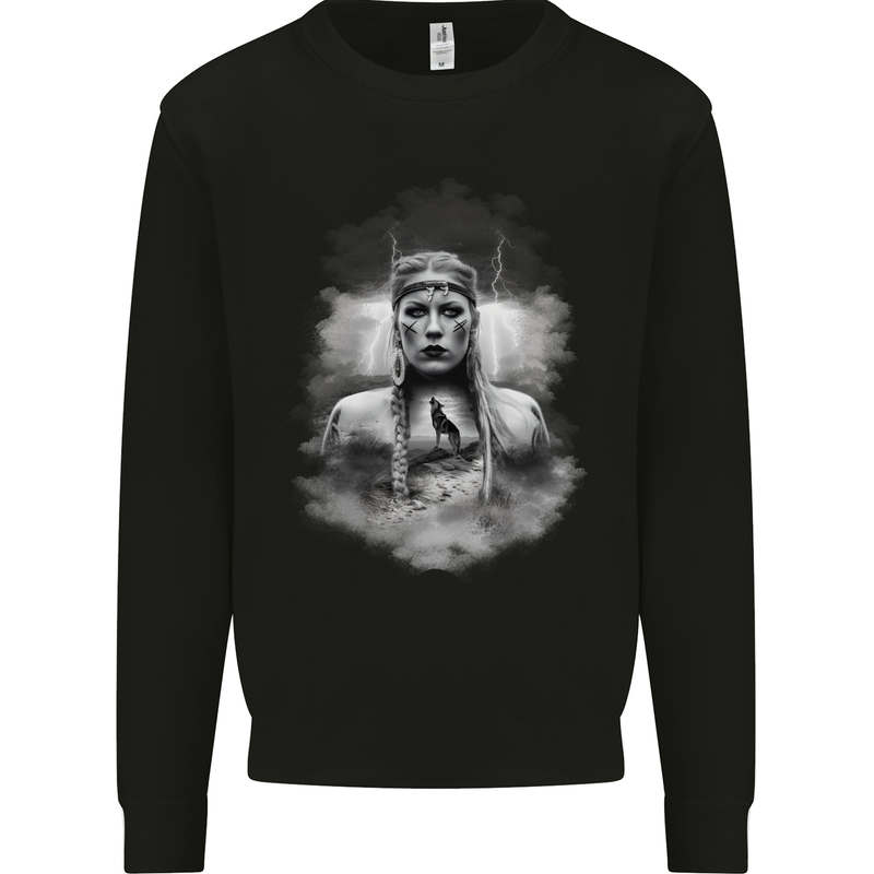 Wolf Viking Mens Sweatshirt Jumper Black