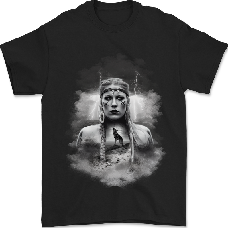 Wolf Viking Mens T-Shirt 100% Cotton Black