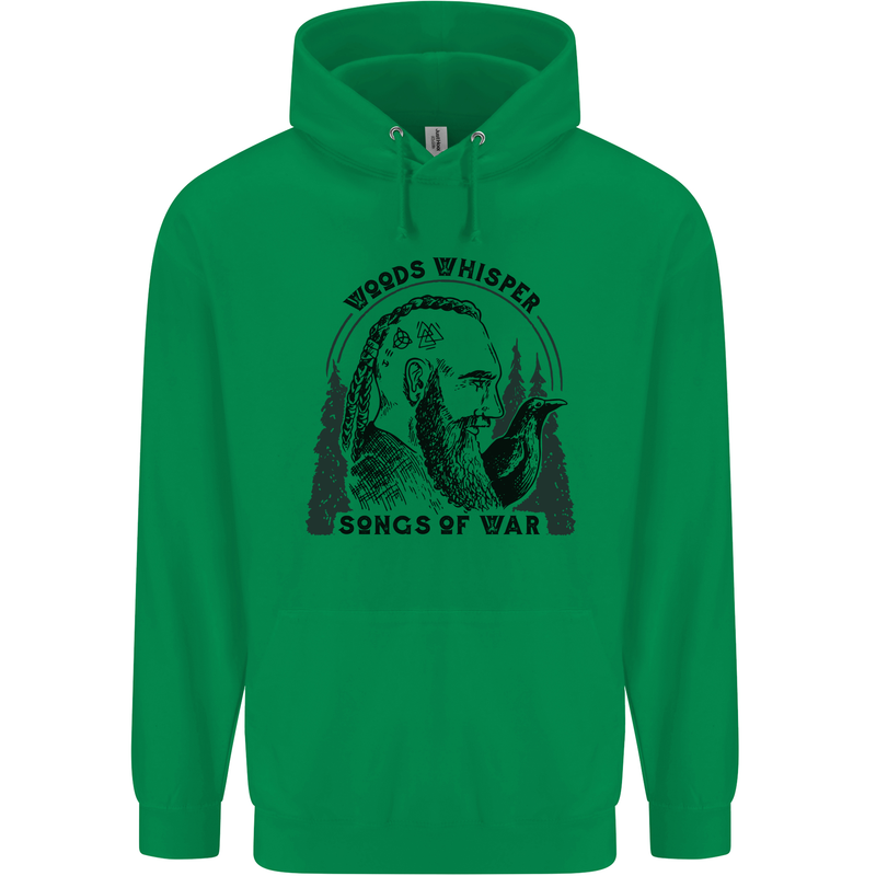 Woods Whisper Songs of War Vikings Gym Mens 80% Cotton Hoodie Irish Green