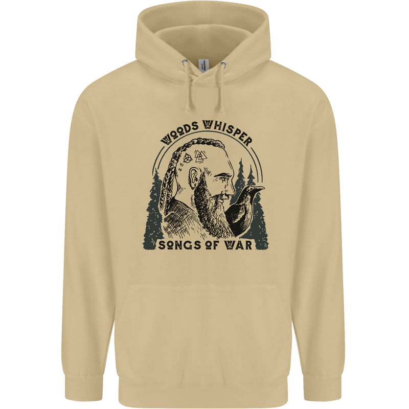 Woods Whisper Songs of War Vikings Gym Mens 80% Cotton Hoodie Sand