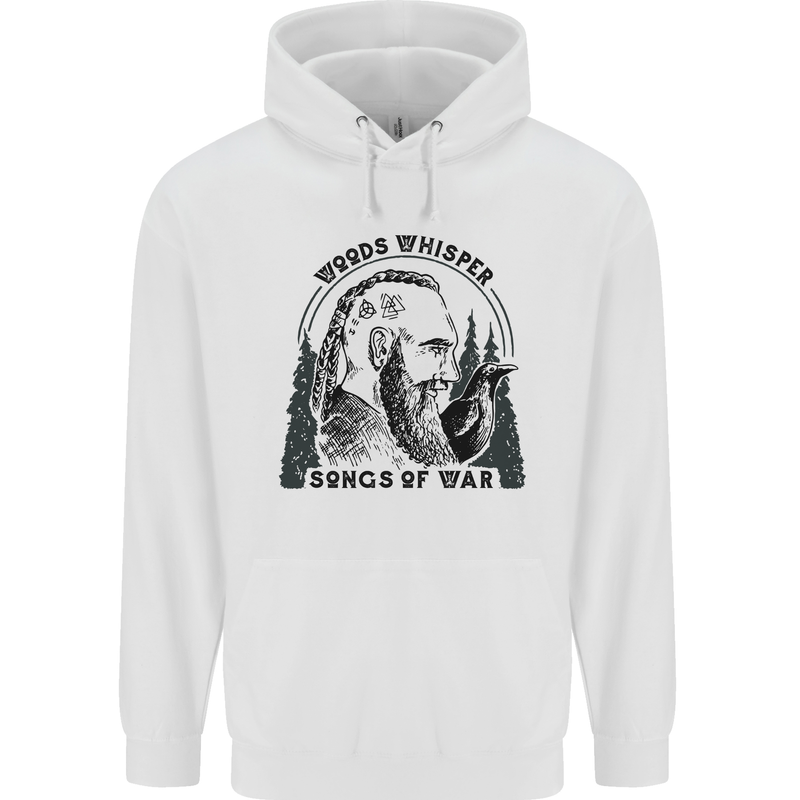 Woods Whisper Songs of War Vikings Gym Mens 80% Cotton Hoodie White