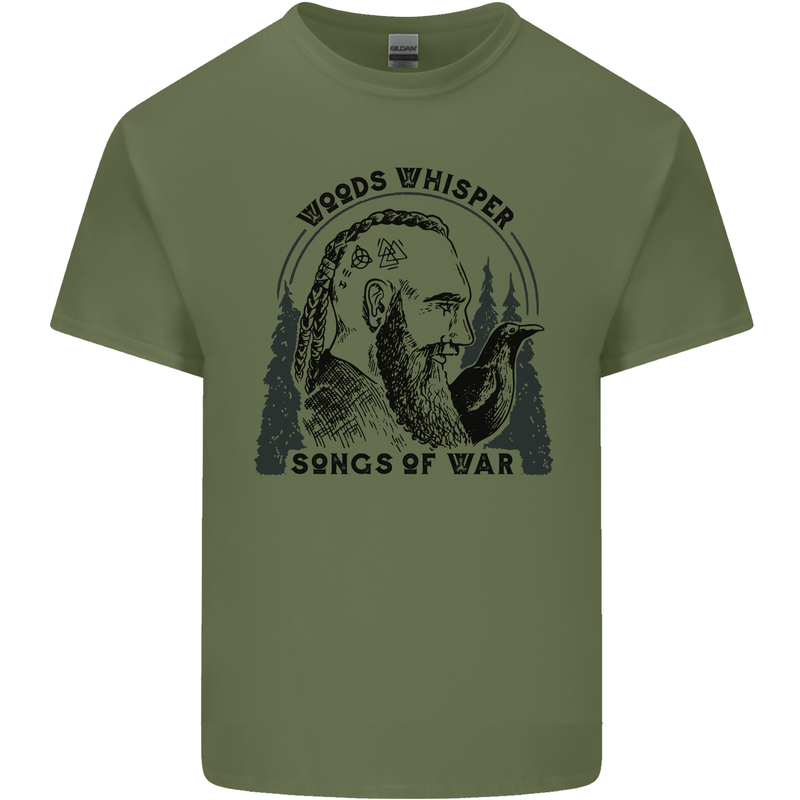 Woods Whisper Songs of War Vikings Gym Mens Cotton T-Shirt Tee Top Military Green