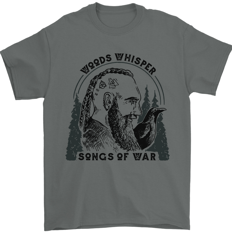 Woods Whisper Songs of War Vikings Gym Mens T-Shirt 100% Cotton Charcoal