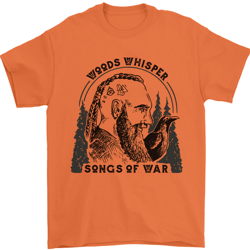 Woods Whisper Songs of War Vikings Gym Mens T-Shirt 100% Cotton Orange