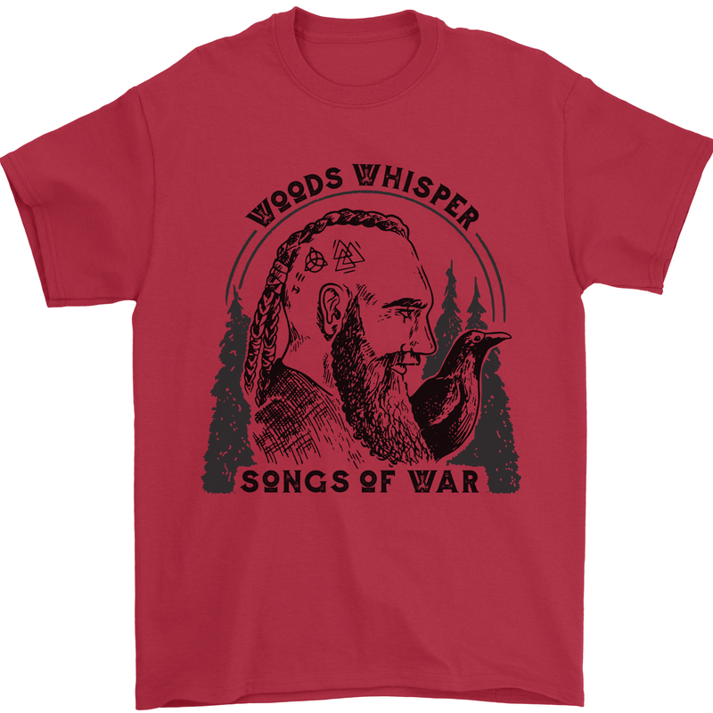 Woods Whisper Songs of War Vikings Gym Mens T-Shirt 100% Cotton Red