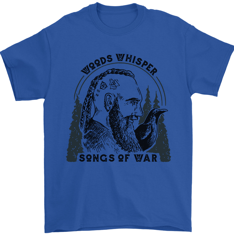 Woods Whisper Songs of War Vikings Gym Mens T-Shirt 100% Cotton Royal Blue