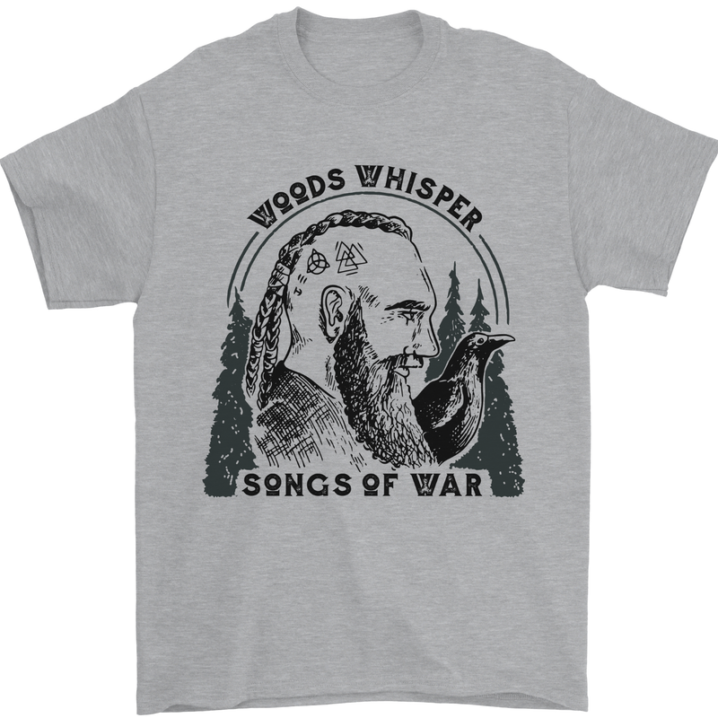 Woods Whisper Songs of War Vikings Gym Mens T-Shirt 100% Cotton Sports Grey