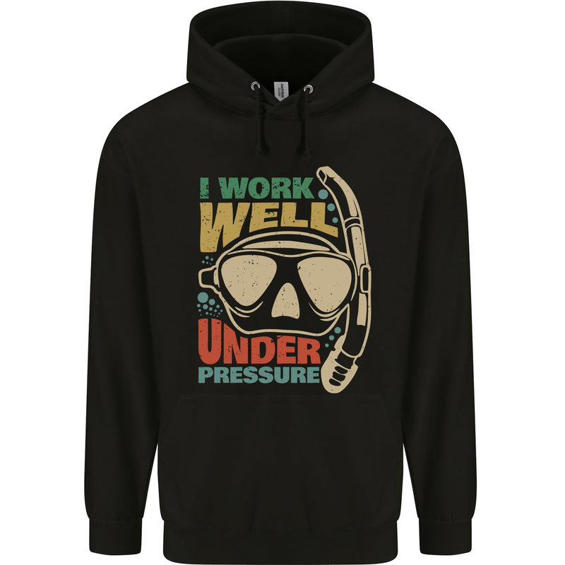 Work Well Under Pressure Scuba Diving Diver Funny Mens 80% Cotton Hoodie Black
