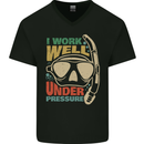 Work Well Under Pressure Scuba Diving Diver Funny Mens V-Neck Cotton T-Shirt Black