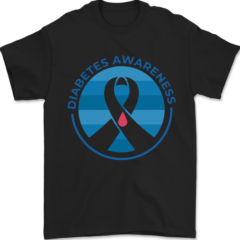 World Diabetes Day Awareness Mens T-Shirt 100% Cotton Black