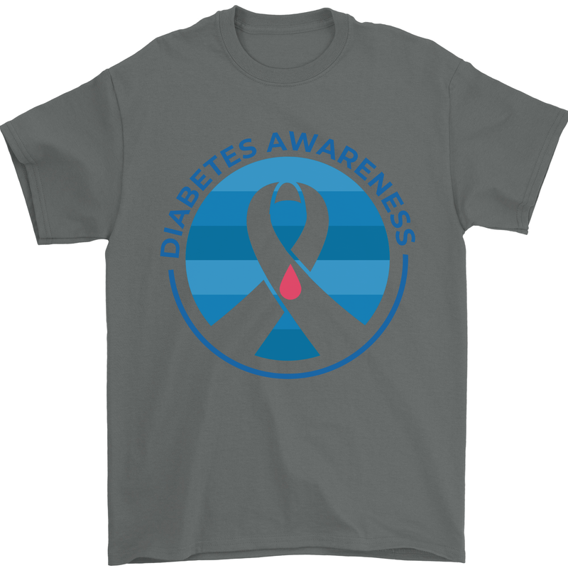 World Diabetes Day Awareness Mens T-Shirt 100% Cotton Charcoal