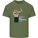 World No Tobacco Day Anti Smoking Mens Cotton T-Shirt Tee Top Military Green