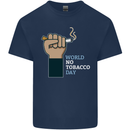 World No Tobacco Day Anti Smoking Mens Cotton T-Shirt Tee Top Navy Blue