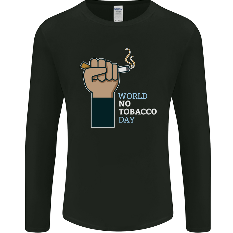 World No Tobacco Day Anti Smoking Mens Long Sleeve T-Shirt Black