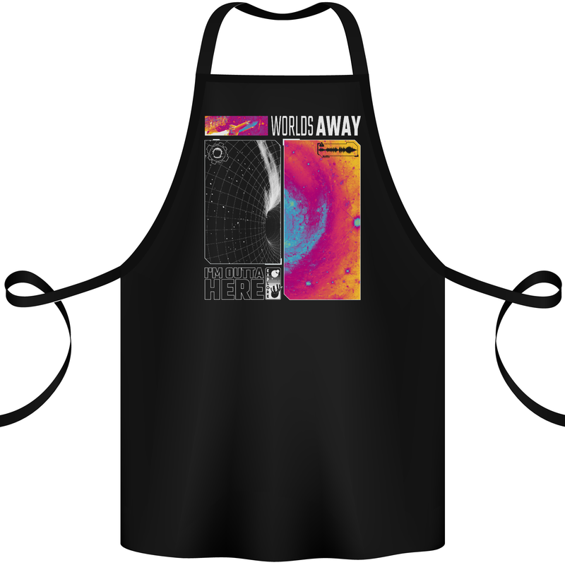 Worlds Away Black Hole Space Planets Universe Cotton Apron 100% Organic Black
