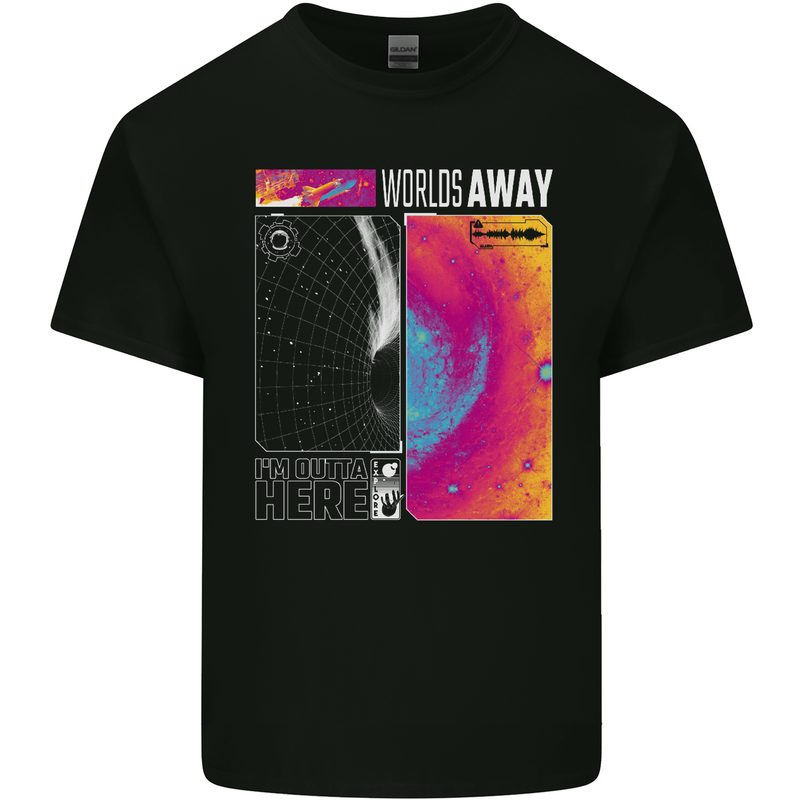 Worlds Away Black Hole Space Planets Universe Kids T-Shirt Childrens Black
