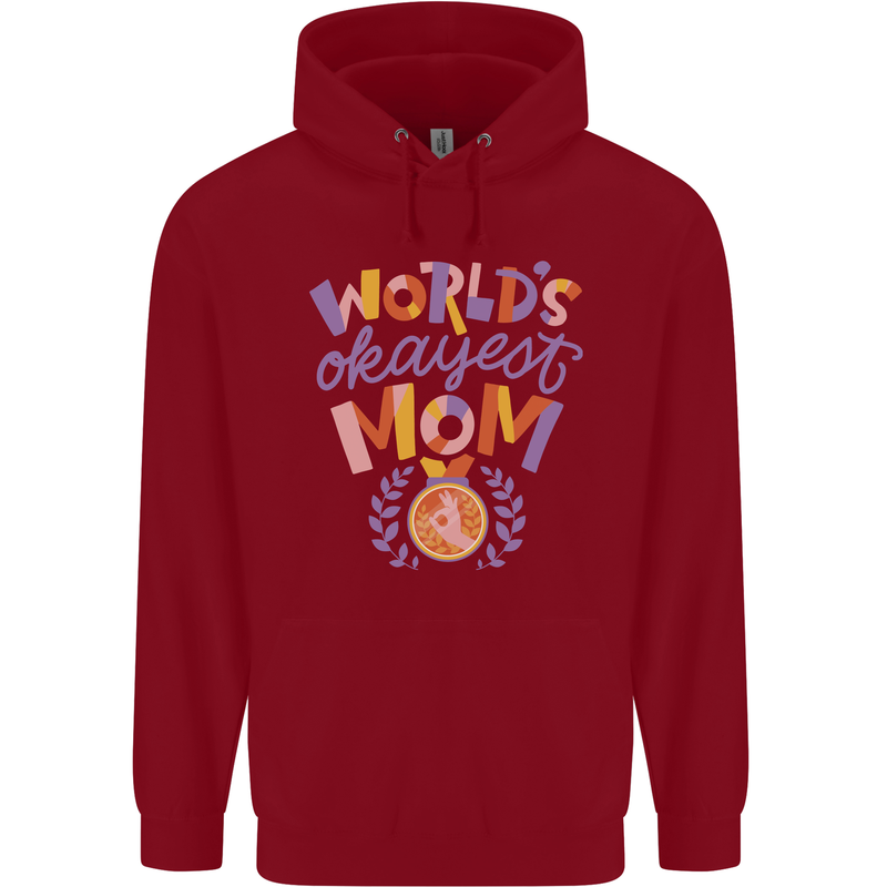 Worlds Okayest Mom Mothers Day Mummy Childrens Kids Hoodie Red