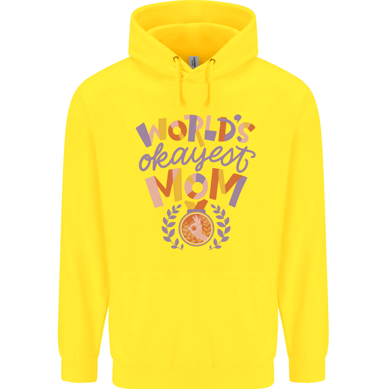 Worlds Okayest Mom Mothers Day Mummy Childrens Kids Hoodie Yellow