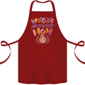 Worlds Okayest Mom Mothers Day Mummy Cotton Apron 100% Organic Maroon