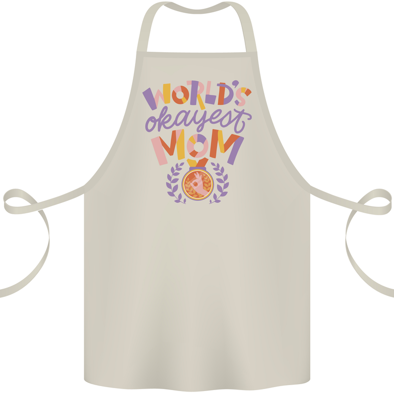 Worlds Okayest Mom Mothers Day Mummy Cotton Apron 100% Organic Natural